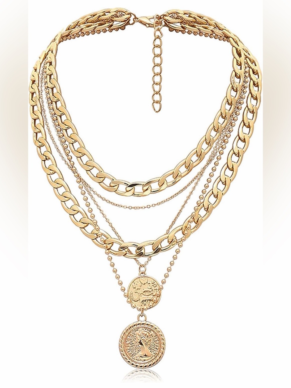 Multi-Layer Gold Coin Pendant Necklace for Women